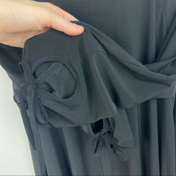 Karen Kane‎ Tie Sleeves Swing Dress Black Size 1X Made USA Jersey Knit Bohemian - Picture 5 of 11